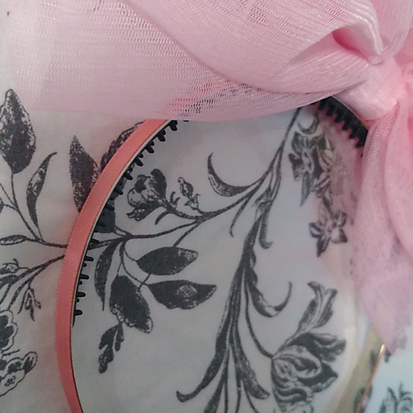 Nwot pink metal tutu bow tulle large avant garde slim thin skinny headband - Picture 9 of 16